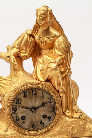 French Neoclassical Revival Gilt-Bronze Ormolu Figural Mantel Clock front (6719961137309)