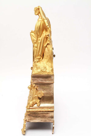 French Neoclassical Revival Gilt-Bronze Ormolu Figural Mantel Clock side (6719961137309)