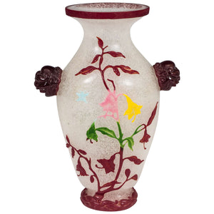 Circa 1890's Late Qing Dynasty Period (1644-1912) Chinese Cut-Glass Peking Vase with Decorative Floral Motif (6719631261853)