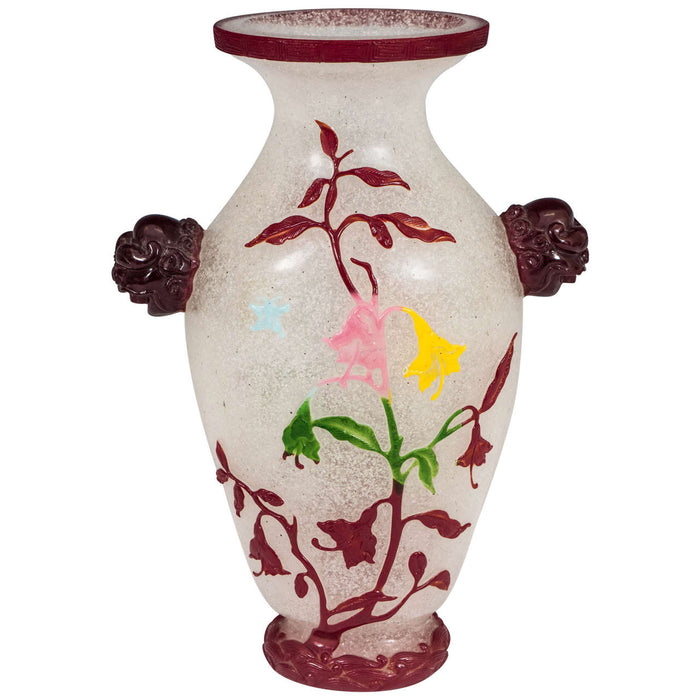 Circa 1890's Late Qing Dynasty Period (1644-1912) Chinese Cut-Glass Peking Vase with Decorative Floral Motif