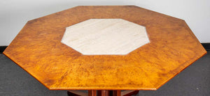 Harvey Probber Mid-Century Modern Burlwood Dining Table with Travertine Insert (6720018186397)