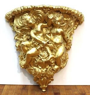 Baroque Revival Style Gilt Wall Bracket with Putti (6720027885725)