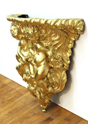 Baroque Revival Style Gilt Wall Bracket with Putti (6720027885725)