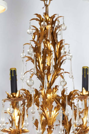 Gilt  and Crystal Chandelier with Eight Lights (6719636471965)