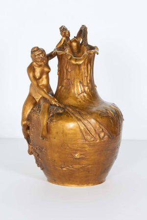 Art Nouveau Alexandre Vibert Gilt Bronze Ewer with Figure (6719699648669)