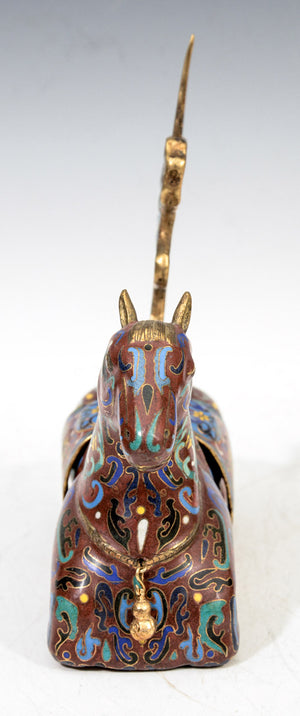 Chinese Cloisonne Sculptural Horse Incense Holders, Pair (6719657705629)