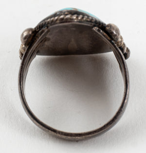 Native American Navajo Silver Turquoise Ring (7323291844765)
