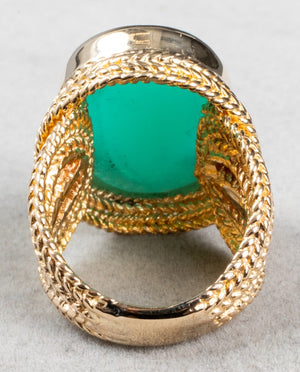 14K Yellow Gold & Blue Faux-Gemstone Cocktail Ring (7461456347293)