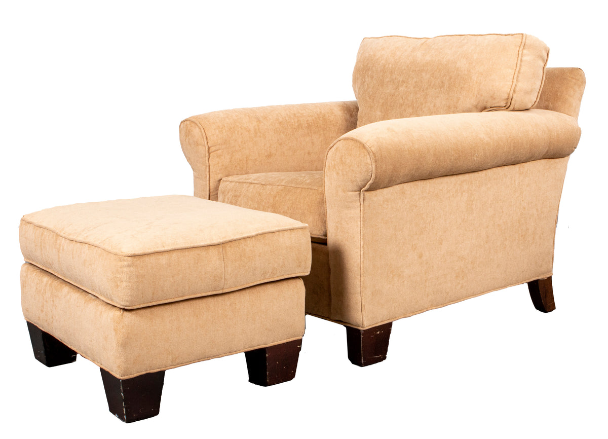 Mitchell Gold Upholstered Armchair and Ottoman Showplace