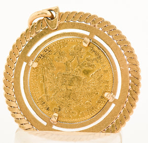 1915 22K French Franc Gold Coin 18K Gold Pendant (7192813043869)