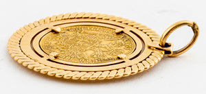 1915 22K French Franc Gold Coin 18K Gold Pendant (7192813043869)