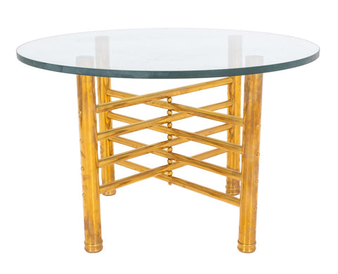 Modernist Glass and Brass Occasional Table