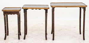 Chinoiserie Faux Bamboo Wood Nesting Table, Set of 3 (8171220140339)