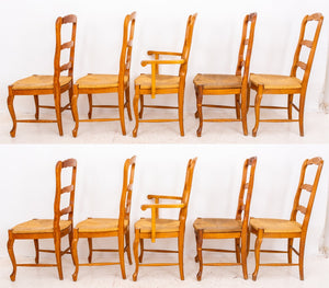 French Provincial Style Oak Dining Chairs, Set of  10 (8080351822131)