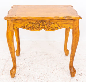 French Provincial Style Carved Oak Side Table (8052316438835)