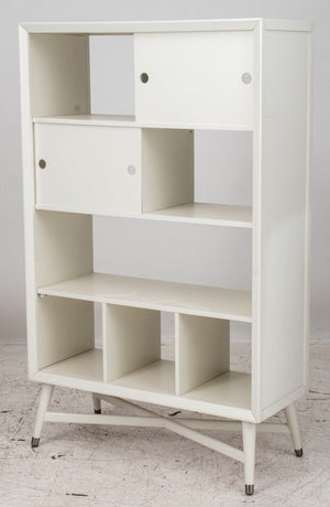 Mid-Century Style White Lacquered Bookcase (8047169438003)