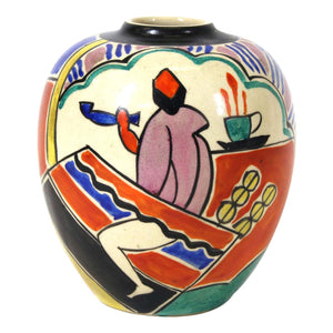 Japanese Art Deco Painted Ceramic Vase (6720050266269)