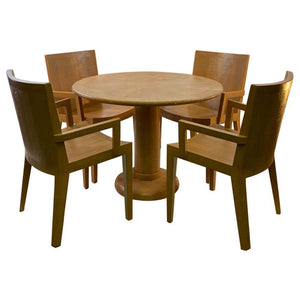 Karl Springer Modern Round Table and Armchairs in Faux Lizard Embossed Leather (6719982141597)
