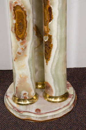 Mid-Century Pair of Onyx and Brass Pedestals (6719827443869)