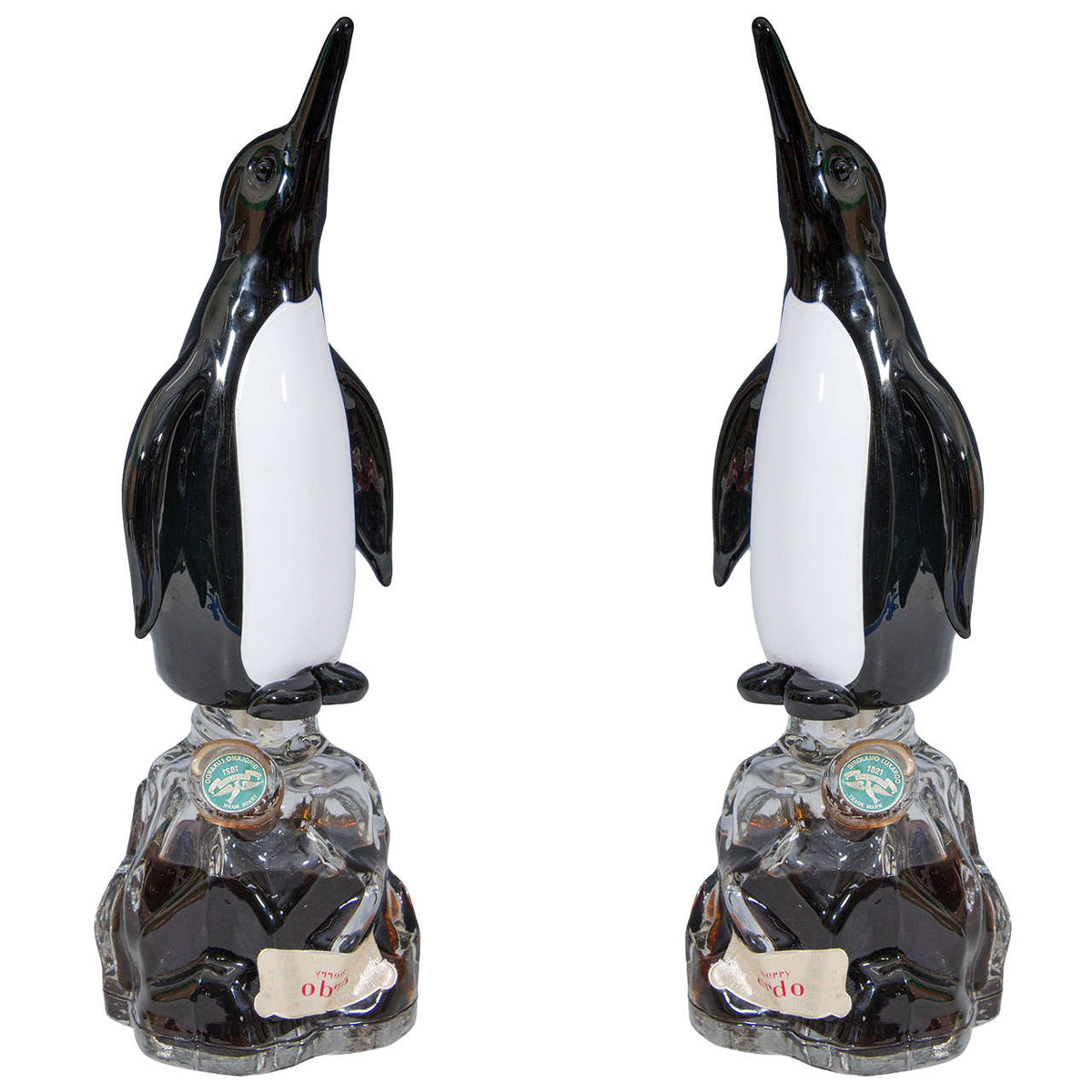 Girolamo Luxardo Italian Mid-Century Pair of Penguin Shaped Murano Glass  Bottles-NYSh – Showplace