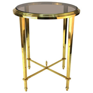Modern Classical Style Round Side Table with Smoked Glass Top (6719945080989)