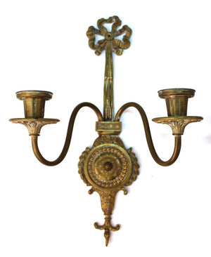 O.C. White Co. Neoclassical Style Gilt Brass Candelabra Sconces (6719916966045)