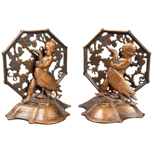 Oscar Bach Art Deco Bronze Girl and Goose Bookends (6720034603165)