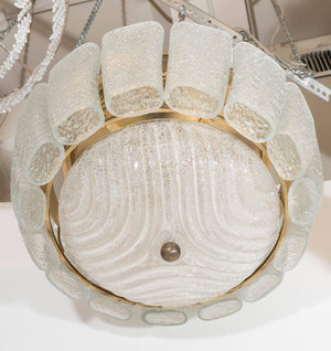 Austrian Chandelier with Ice Block Glass and Brass Details (6719627788445)