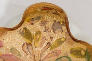 Murano Glass Bowl in White with Colorful Interior and Aventurine Flecks (6719579193501)