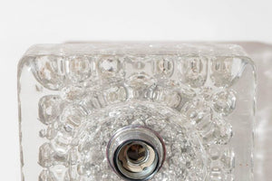 Pair of Square Wall Sconces in Textured Bubble Glass (6719613337757)