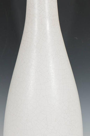 Art Deco Style White Crackle Glaze Vase from France