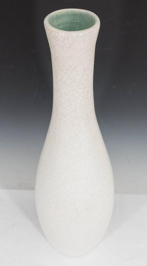 Art Deco Style White Crackle Glaze Vase from France (6719630901405)