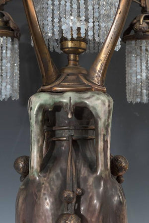 Austrian Art Nouveau  'EDDA' Vase Lamp with Bronze Mounts by Amphora, Signed and Dated (6719681396893)