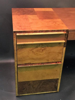 Paul Evans Patchwork Burled Wood and Leather Desk (6719986172061)
