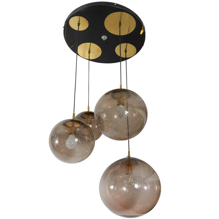 RAAK Modern Fixture with Globes Pendants in Smoked Glass