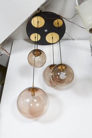RAAK Modern Fixture with Globes Pendants in Smoked Glass (6719664554141)