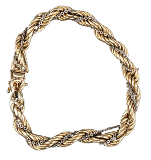 14K Yellow & White Gold Rope Chain Bracelet (7384654676125)