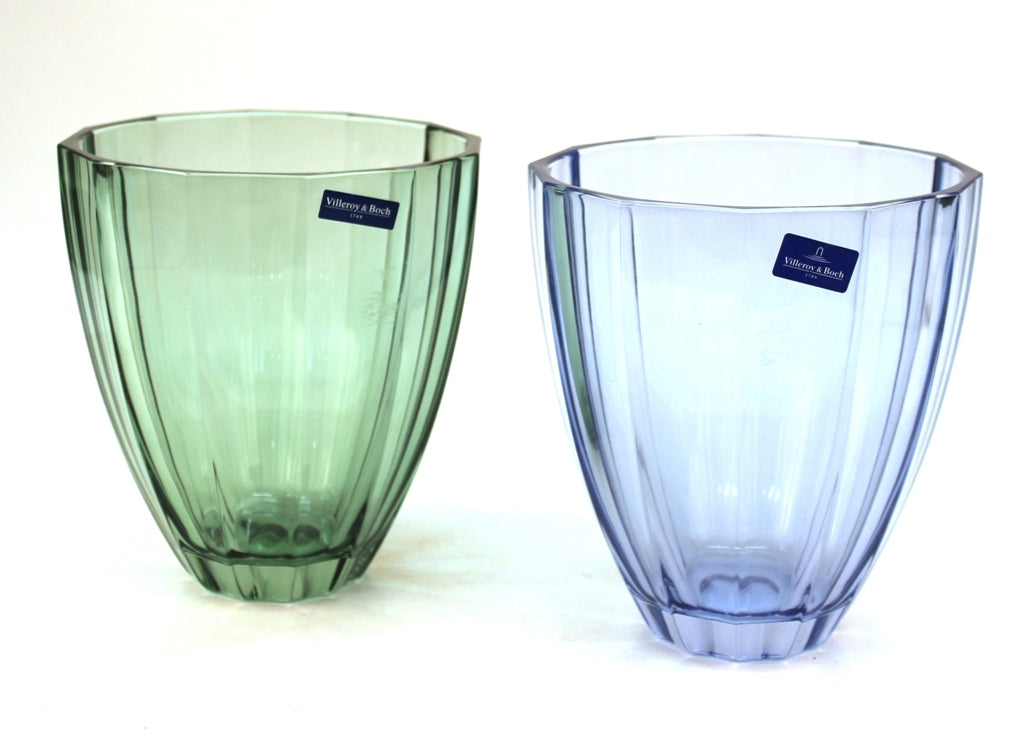 Villeroy & Boch Modern Style Glass Vases in Blue and GreenNYShowplace