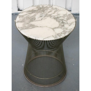 Warren Platner Style Modern Chrome and White Marble Table (6720039878813)