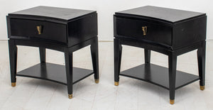Art Deco Style Ebonized Bedside End Tables, Pair (8920555422003)