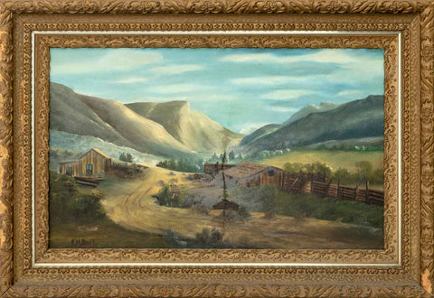 Signed American Mountain Landscape Oil on Canvas