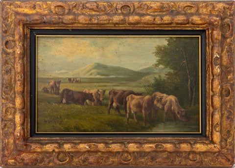 German School Western Landscape Oil on Panel