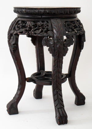 Chinese Marble Mounted Carved Side Table, 19th C. (8920552964403)