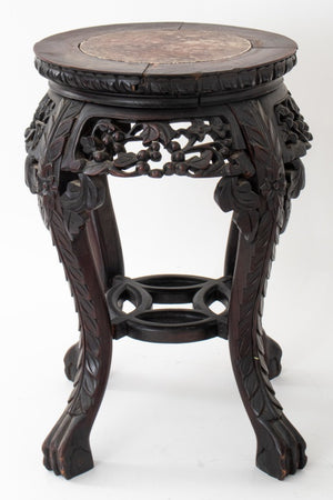 Chinese Marble Mounted Carved Side Table, 19th C. (8920552964403)