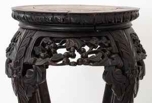 Chinese Marble Mounted Carved Side Table, 19th C. (8920552964403)