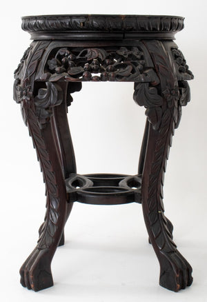 Chinese Marble Mounted Carved Side Table, 19th C. (8920552964403)