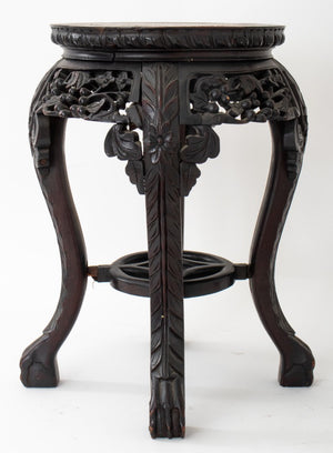 Chinese Marble Mounted Carved Side Table, 19th C. (8920552964403)