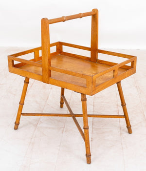 Mid-Century Faux Bamboo Basket Table (8920553029939)