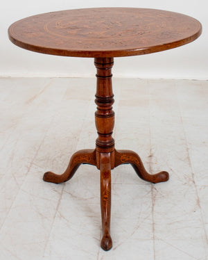 Dutch Marquetry Circular Tripod Table, 19th C (8920553849139)