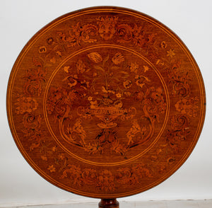 Dutch Marquetry Circular Tripod Table, 19th C (8920553849139)